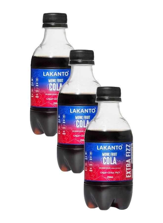 LAKANTO Naturally Sweetened Cola With Monk Fruit - 250 ml - 3 Bottles - Image 1